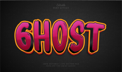 Text effect ghost. Editable text effect style 3d theme halloween season.