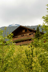 Hiking High Up Amongst Villages and Buildings in the Swiss Alps of Switzerland in Summer