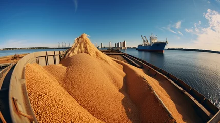 Fotobehang grain port ukraine. trilateral grain land between ukraine turkey and russia. generative ai © Alexander Odessa 