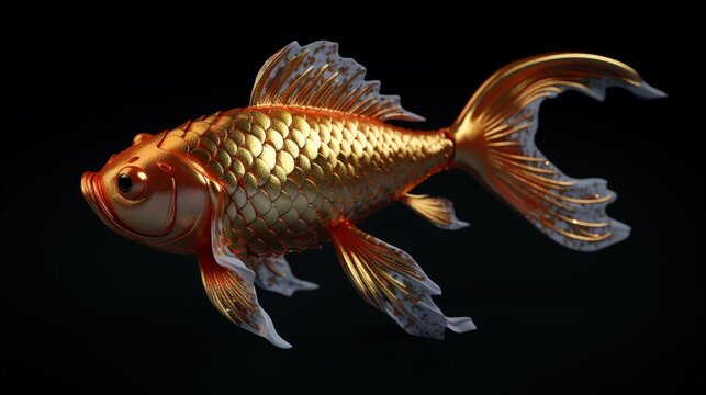 3d gold koi fish ar.Generative AI