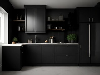 black kitchen mockup design.