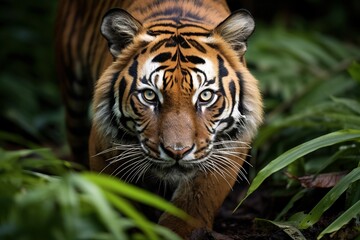 A Sumatran Tiger ready to pounce, Indonesia