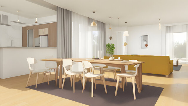 Large luxury modern interiors Living room  3D rendering 