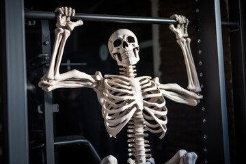 funny muscle skeleton workout - obrazy, fototapety, plakaty