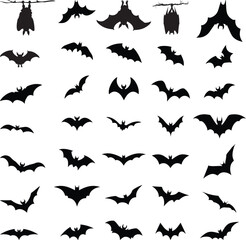 Obraz premium Halloween Flying Bat Silhouettes Vector SVG EPS Instant Digital Download BATS Clip art Stock Graphic Design. Great for crafts!