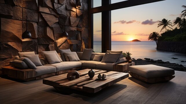 Lounge area polynesian vaka assymetry design