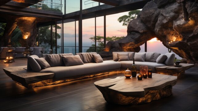 Lounge area polynesian vaka assymetry design