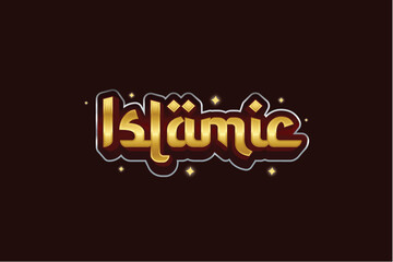 Editable islamic chocolate golden Text effect modern theme style
