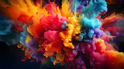 a close up of a colorful cloud of smoke on a black background Generative AI