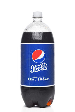 IRVINE, CALIFORNIA - 1 SEPT 2023: A two liter bottle of Pepsi Cola made with Real Sugar.