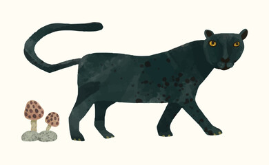 Panther, Animal wildlife watercolor vector illustration.