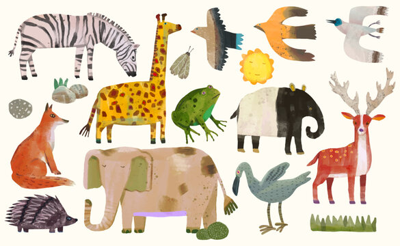 Animal wildlife watercolor vector illustration.