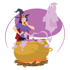 Halloween scene. Illustration for internet and mobile website.