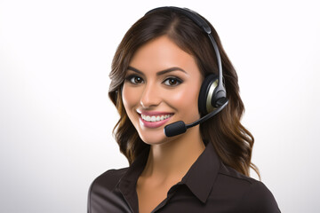 Young woman with headphones isolated on a white background