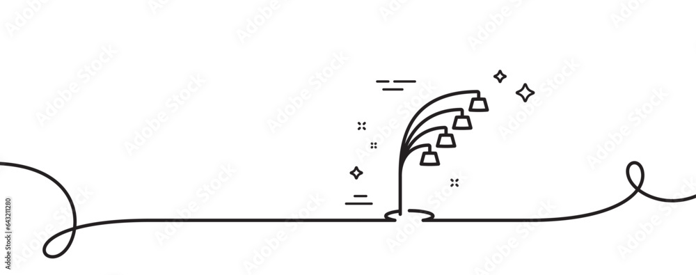 Poster floor lamp line icon. continuous one line with curl. stand light sign. interior illuminate symbol. f