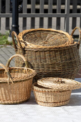 Empty bag. Wicker bag in a country homestead. Lithuania