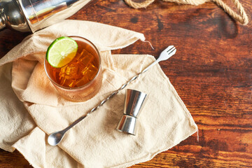 Long island icced tea, classic cocktail with vodka, rum, tequila, gin.