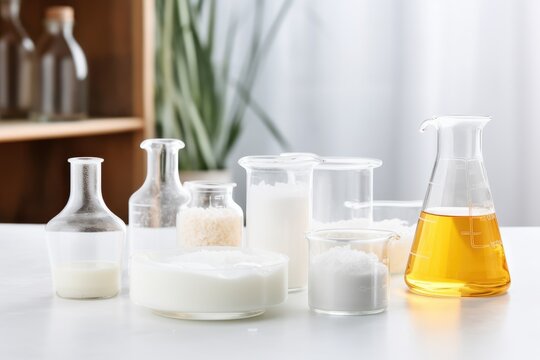 Cosmetic chemicals ingredient on laboratory table
