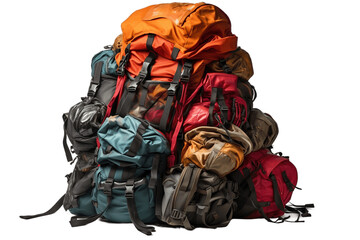 Pile of Backpacks with Transparent Background. AI