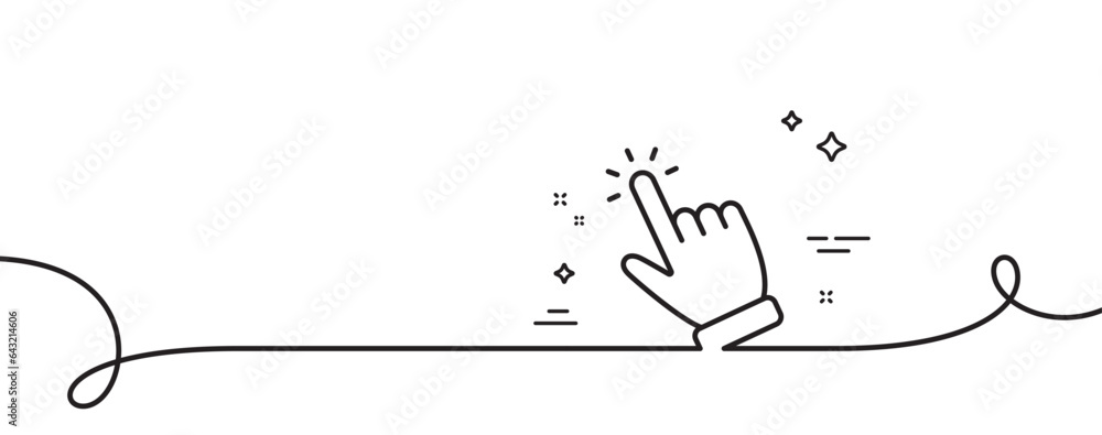 Aufkleber hand cursor line icon. continuous one line with curl. click action sign. finger pointer symbol. curs