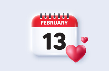 13th day of the month icon. Calendar date 3d icon. Event schedule date. Meeting appointment time. 13th day of February month. Calendar event reminder date. Vector