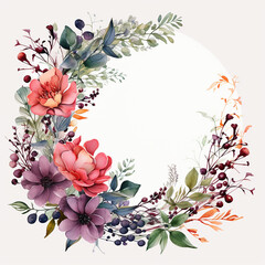 Obraz premium Free vector watercolor floral wedding anniversary frame