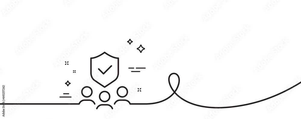 Poster security agency line icon. continuous one line with curl. body guard sign. private protection symbol