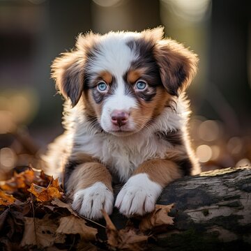 Cute brown with spots pappy dog portret in nature.