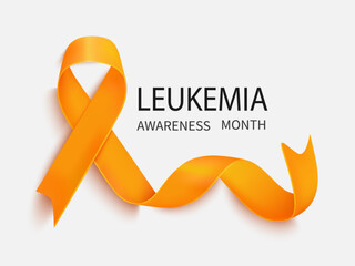 Vector orange ribbon as a symbol of animal abuse, leukemia awareness, kidney cancer association, multiple Sclerosis.