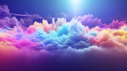 Abstract fantasy sky with neon clouds in a variety of colors. Generative Ai.