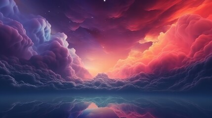 Abstract fantasy sky with neon clouds in a variety of colors. Generative Ai. - obrazy, fototapety, plakaty