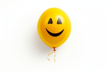 Yellow balloon with smile emoji on white background