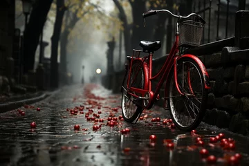 Papier Peint photo Lavable Vélo elegant image of a bicycle in black and white with red tones