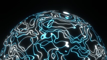 plasma energy sphere 3d illustration. can be used to represent quantum physics, radiation or electromagnetic field