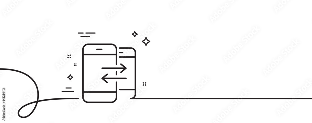 Poster phone communication line icon. continuous one line with curl. incoming and outgoing call sign. conve
