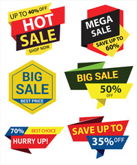 Retail sale tags. Cheap price flyer, best offer price and big sale pricing tag badge design. Limited sales offer label or store discount banner card isolated vector icons collection