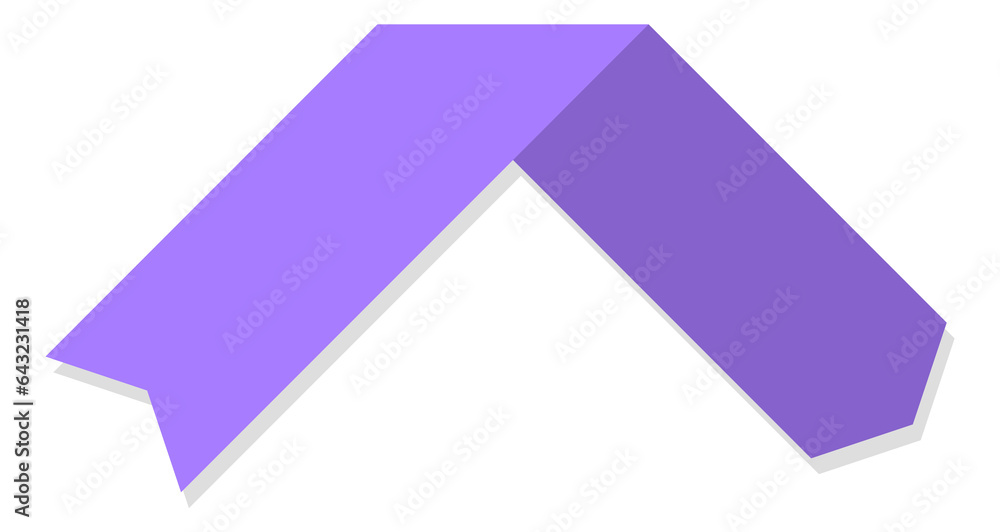 Poster folded ribbon arrow. purple pointer. empty label