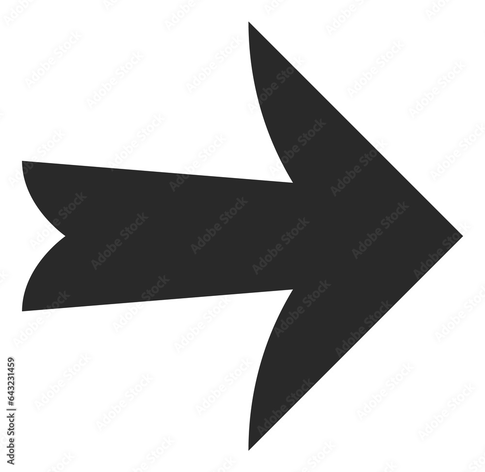 Poster hand drawn arrow. black curved direction pointer
