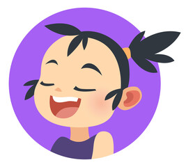Happy asian girl avatar. Round profile picture