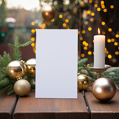 christmas card with gold candle