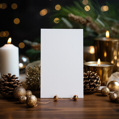 christmas card with candle and christmas tree