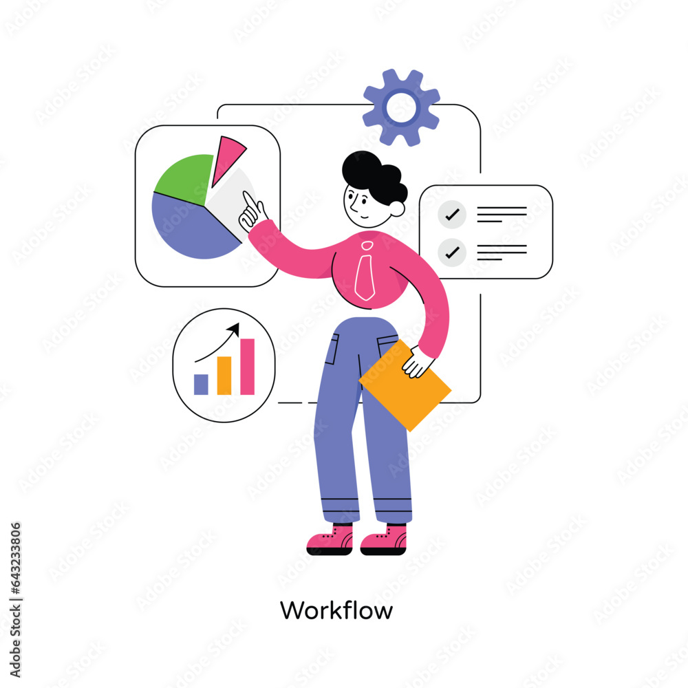 Poster workflow abstract concept vector in a flat style stock illustration