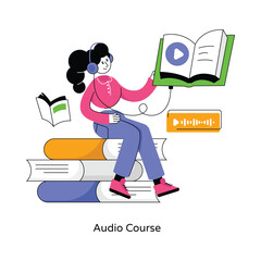 Audio Course abstract concept vector in a flat style stock illustration