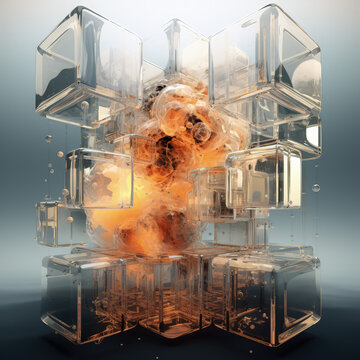 the burst of the real estate economy on grey background