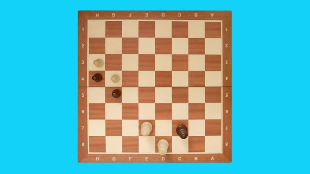 Pawn promotion the white pawn in a chess game, stop motion