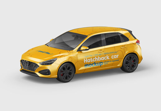 Hatchback Car Mockup for Vehicle Branding and Fleet Design