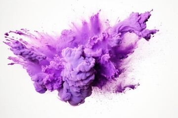 Explosion of violet paint on white background. Fluid background. Color explosion. Generative AI