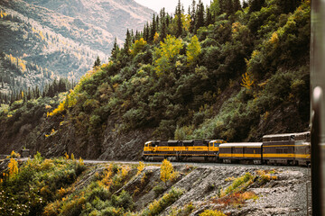 mountain train in autumn