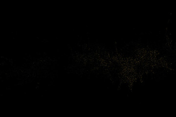 Gold sequins glitter dust isolated on black background. Vector illustration. eps 10