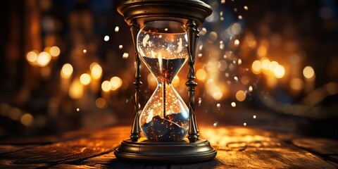 AI Generated. AI Generative. Time sand glass hour glass watches in vintage retro antique style. Can be used like game concept - obrazy, fototapety, plakaty